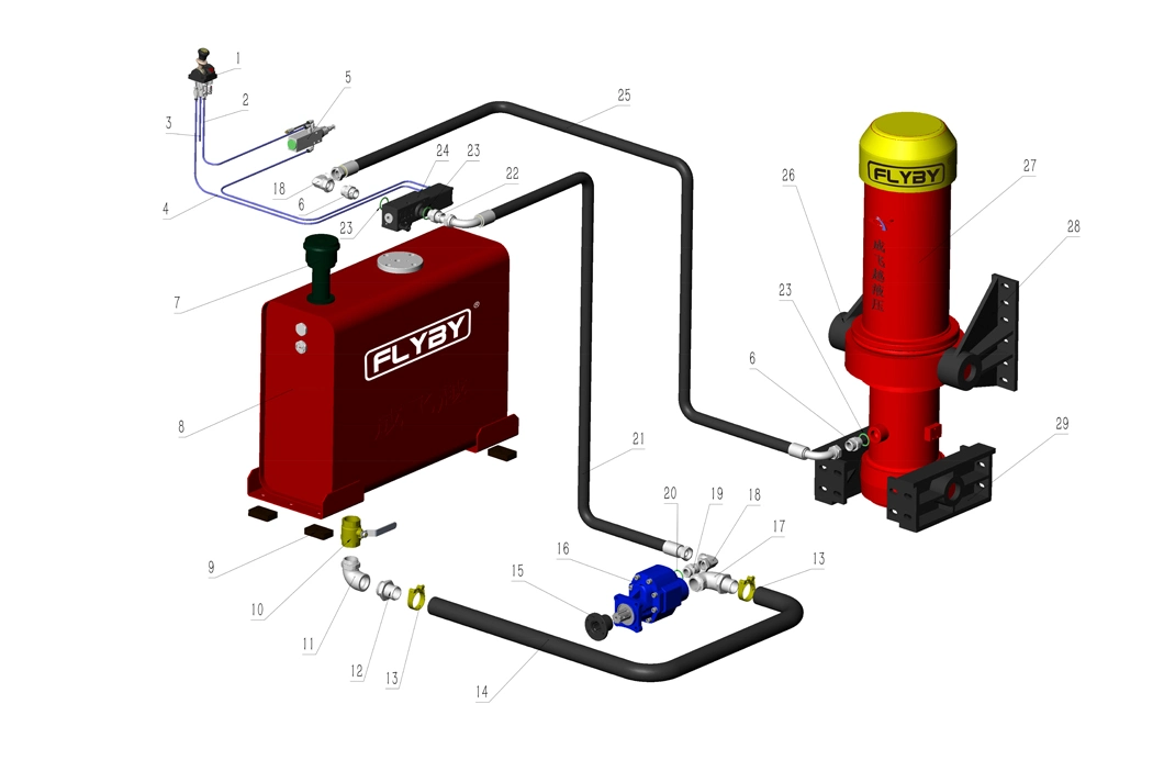 Trailer Components of a Hydraulic Pneumatic Linear Actuator Fee-Series